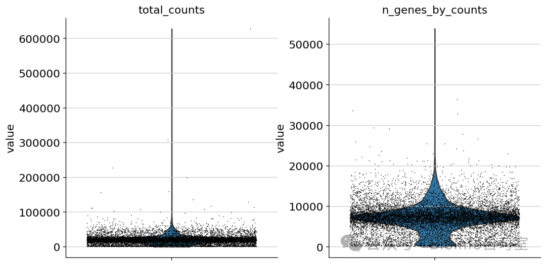 Violin plots before filtering